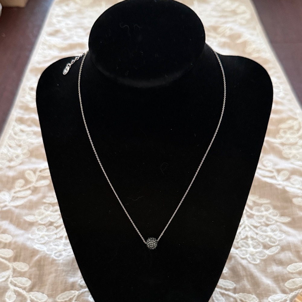 Touchstone Crystal Silver Pavé Ball Pendant Necklace